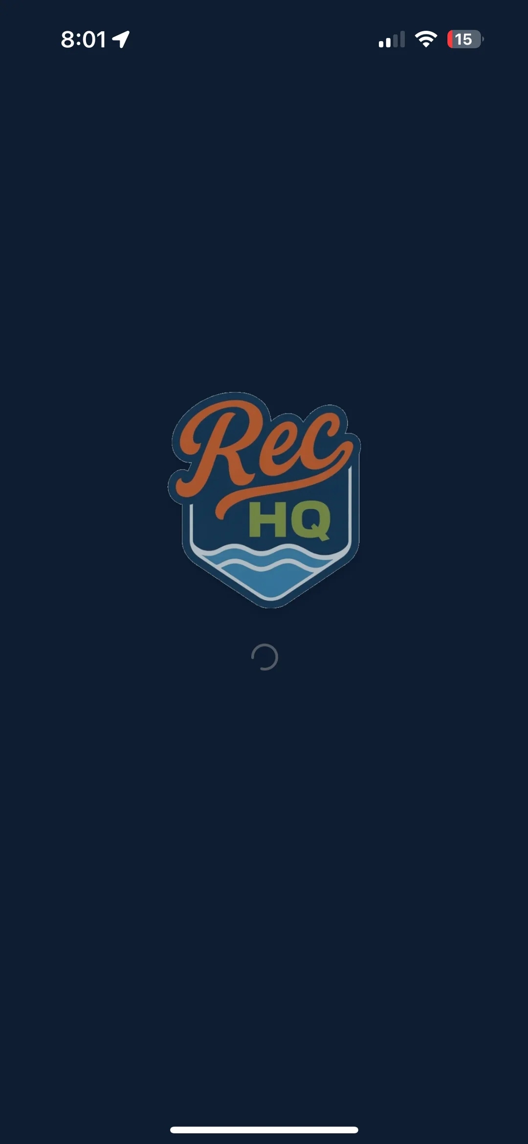 RecHQ app — Launch screen